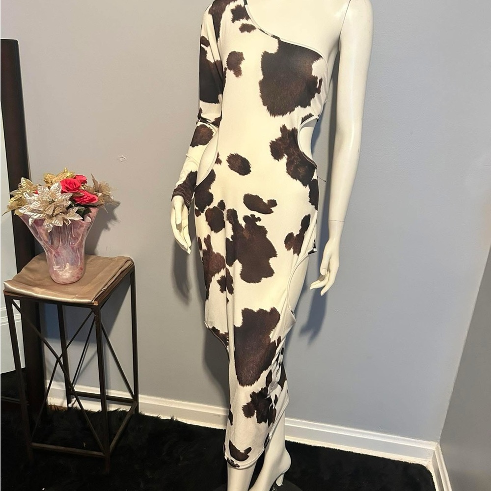 Asymmetrical Cow Print Dress